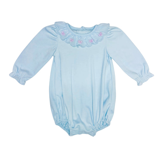 Bow Scalloped Bubble, Light Blue Knit