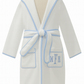 Bath Robe, White with Blue Trim