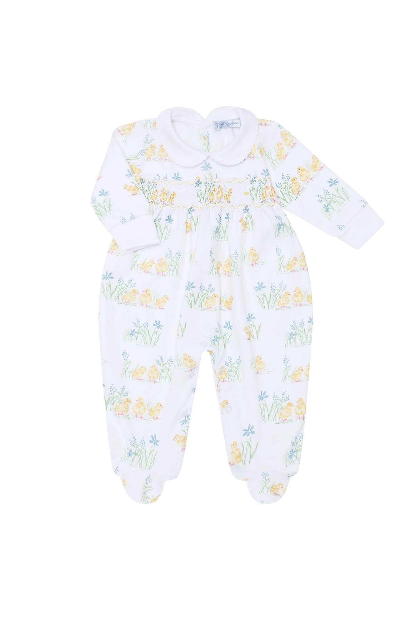 Chicks Print Smocked Footie