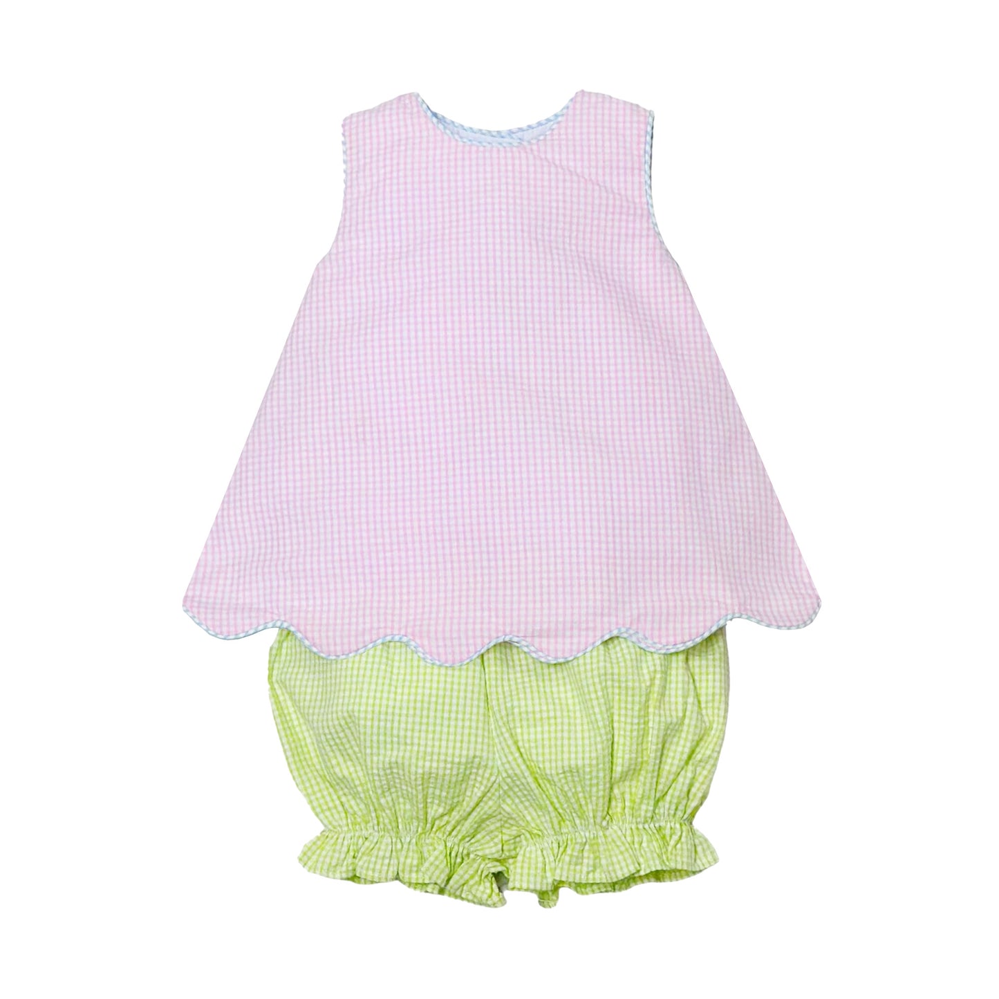 Color Block Sundae Bloomer Set, Pink & Green Mini Seersucker