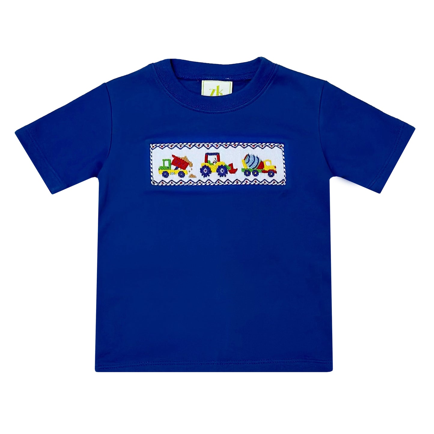 Construction Smocked Harry's Play Tee, Royal Blue Knit