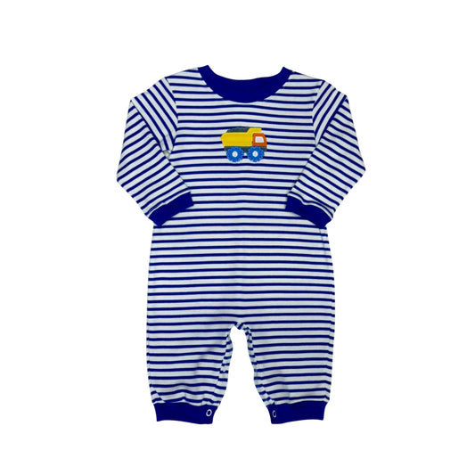 Construction Luke Playsuit, Royal Blue Knit Stripe