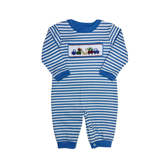 Construction Luke Playsuit, Periwinkle Medium Stripe