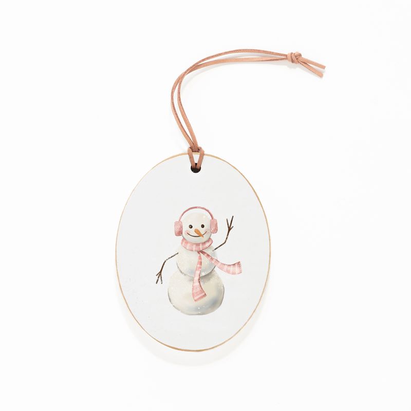 Ornament, Snowman with Pink Scarf