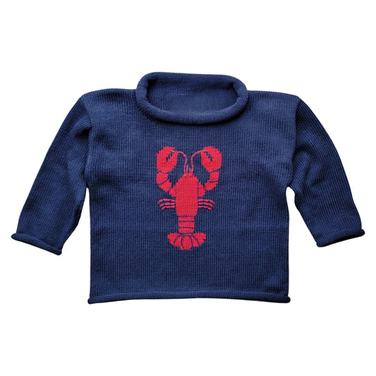 Rollneck Navy Sweater, Lobster