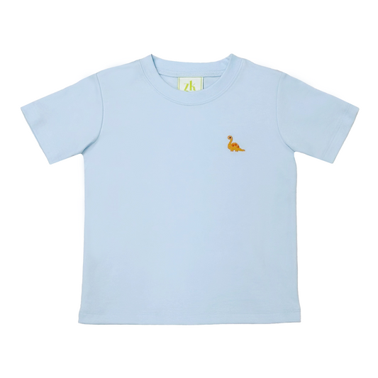 Dino Embroidered Harry's Play Tee, Light Blue Knit