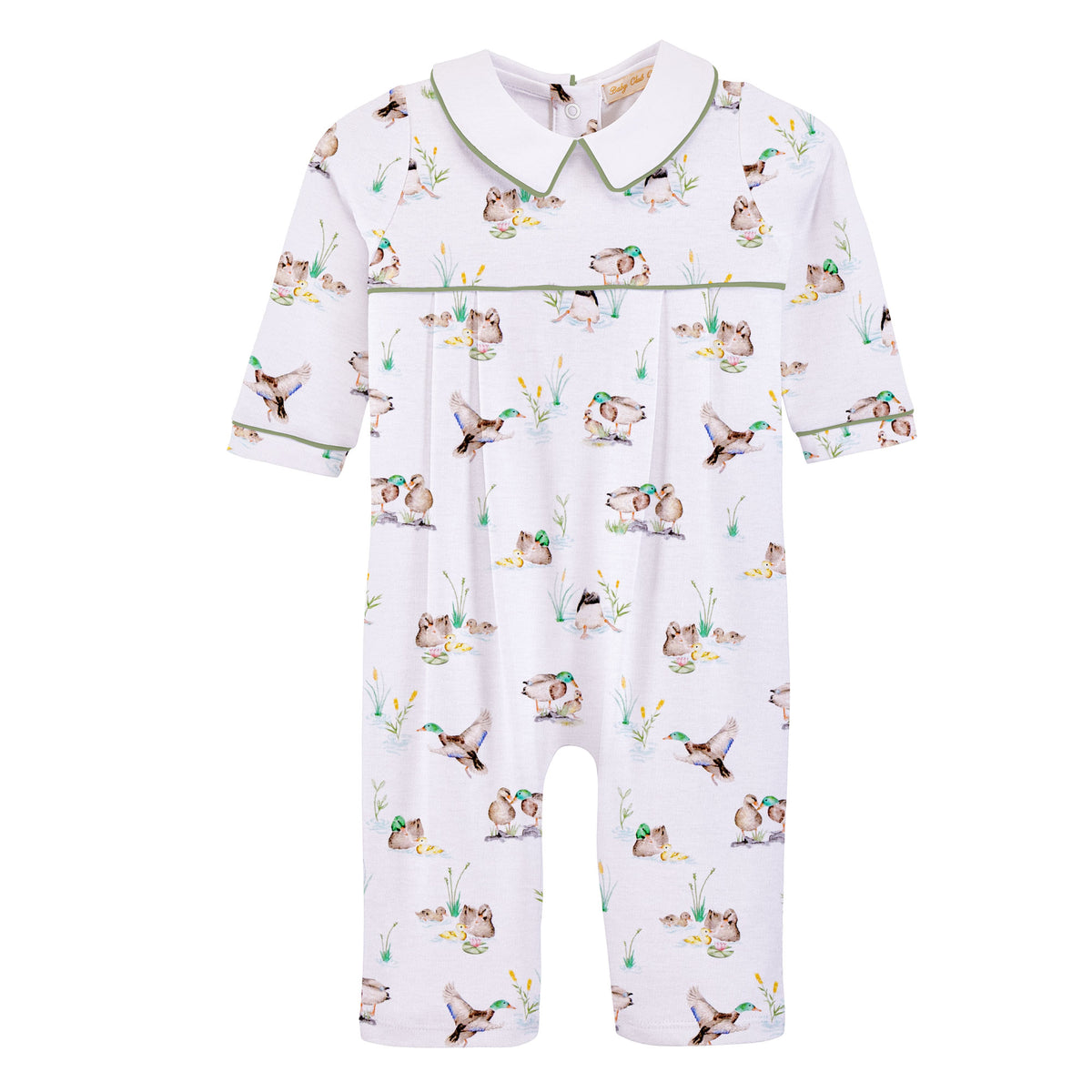 Baby romper with animal print on a white background