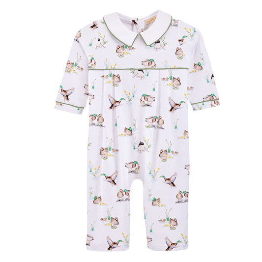 Baby romper with animal print on a white background