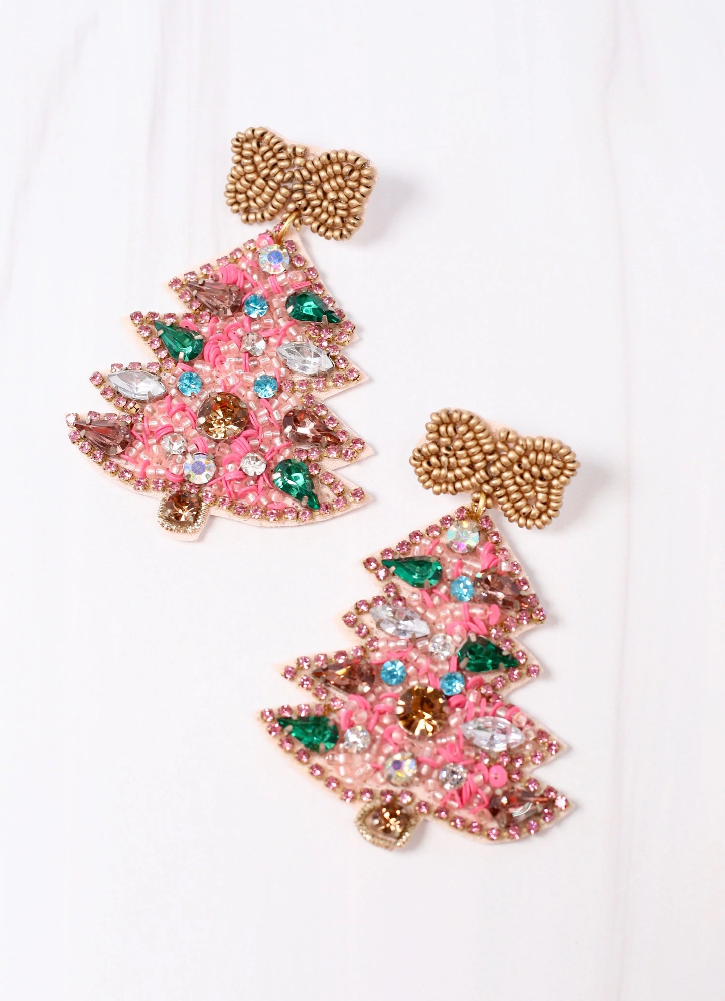Women's Fa La La Pink Christmas Tree Earring