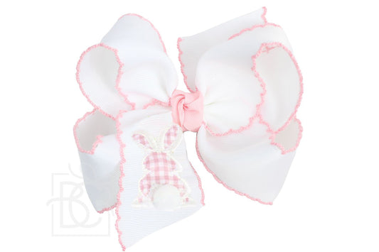 White with Pink Huge Gingham Bunny Hair Bow
