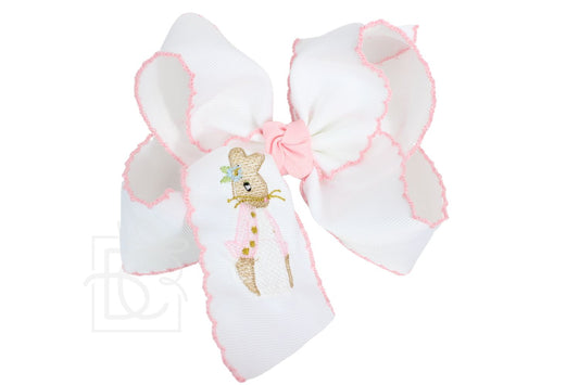 White with Pink Huge Petunia Rabbit Hair Bow