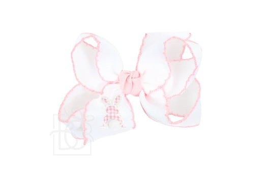 White with Pink Large Gingham Bunny Hair Bow