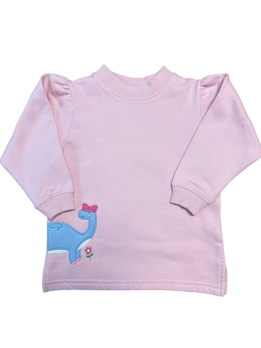 Girl's Dinosaur Applique Lt. Pink Sweatshirt