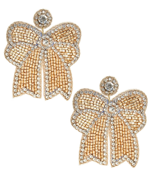 Eva Large Beaded Bow Earrings