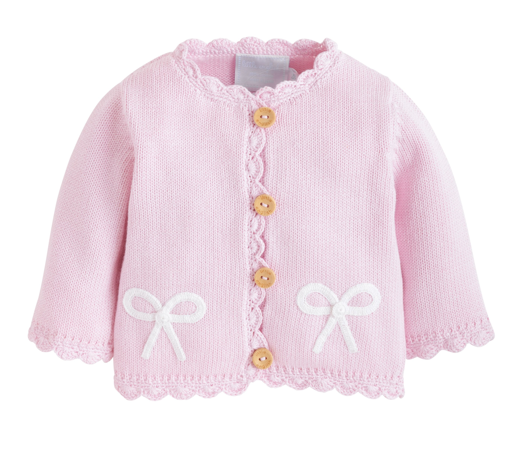 Pink Bow Crochet Cardigan Sweater