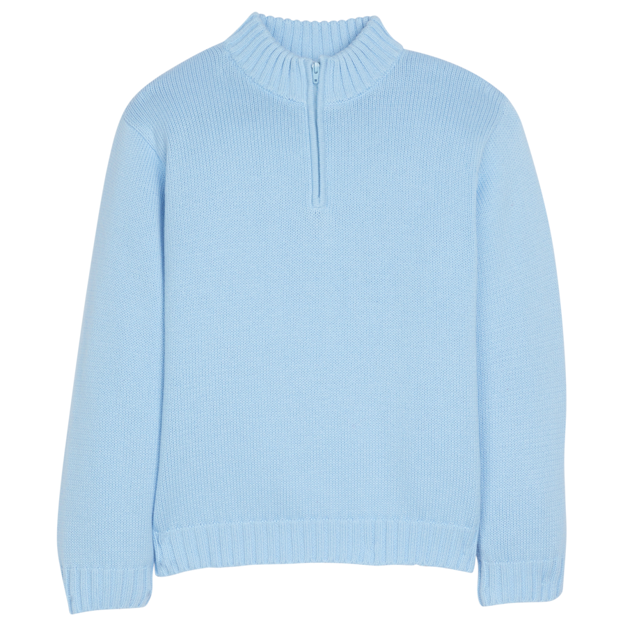 Quarter Zip Sweater, Light Blue