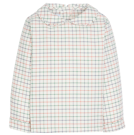 Boy's Long Sleeve Peter Pan Shirt, Hunter Tattersall