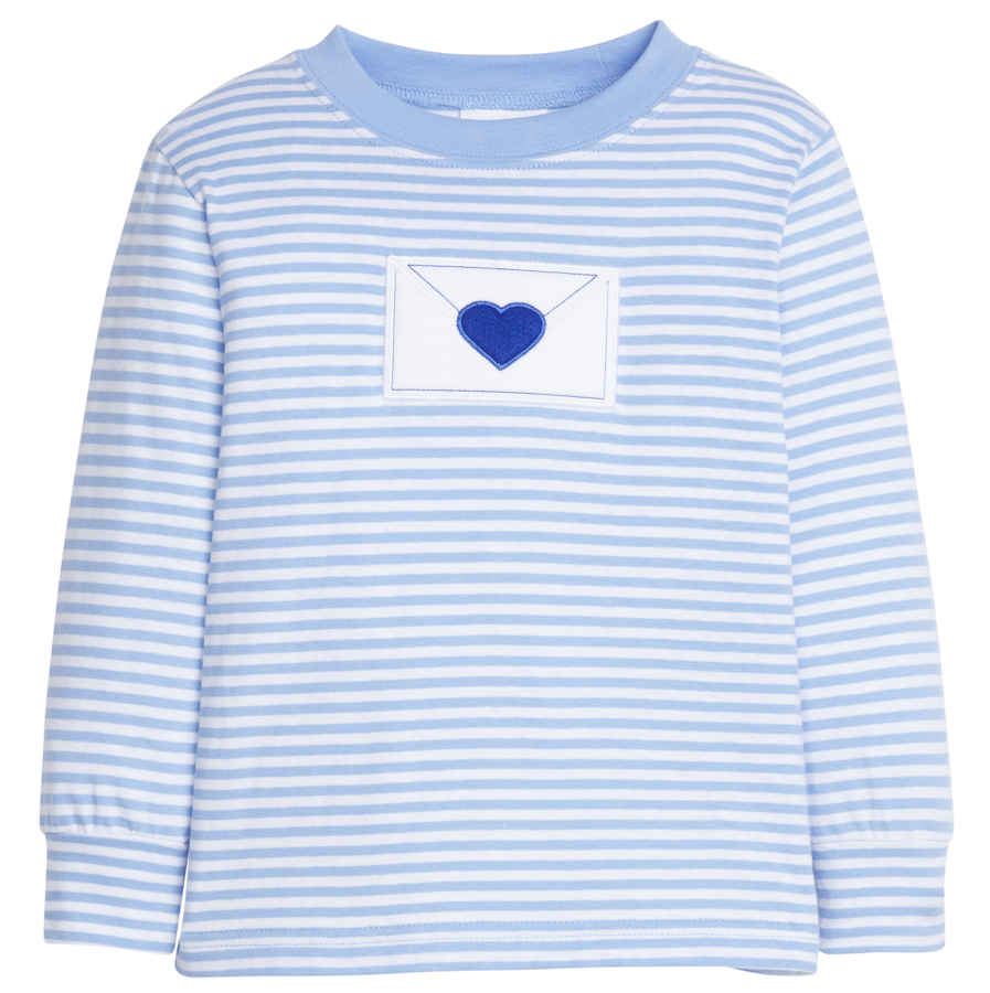 Love Letter Applique Lt Blue Stripe T-Shirt