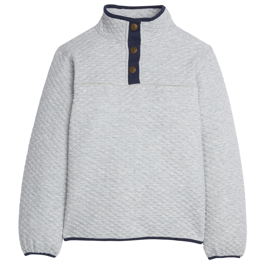 Quilted Pullover, Gray with Navy