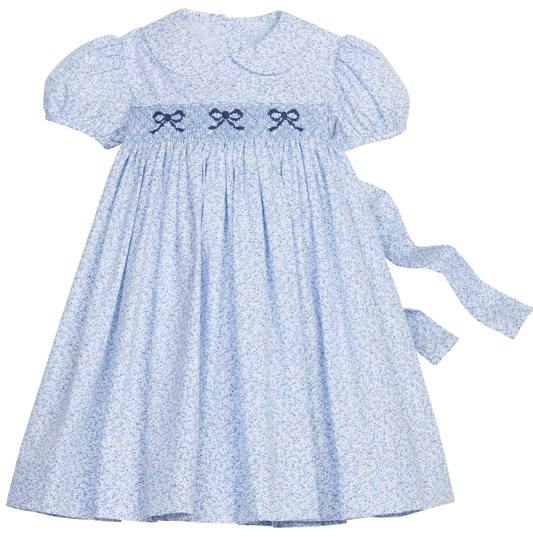 Smocked Peter Pan Dress, Blue Vinings