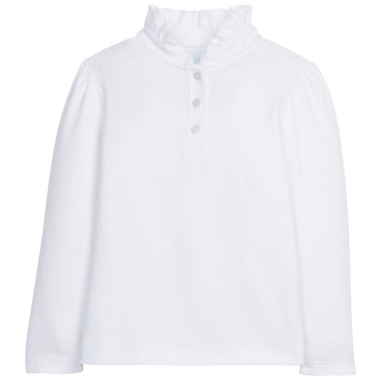 Girl's Long Sleeve Hastings Polo, White