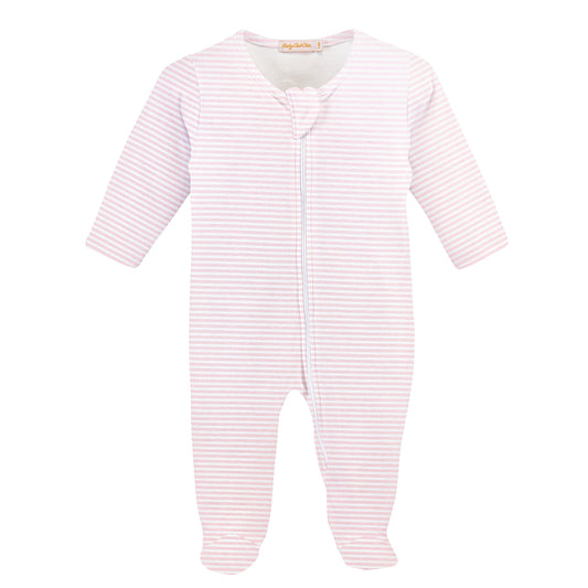 Stripes Printed Zipped Footie