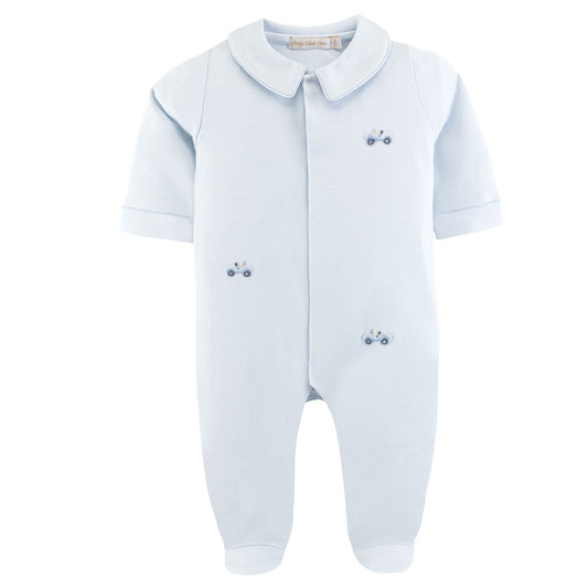 Embroidered Cars Collared Footie