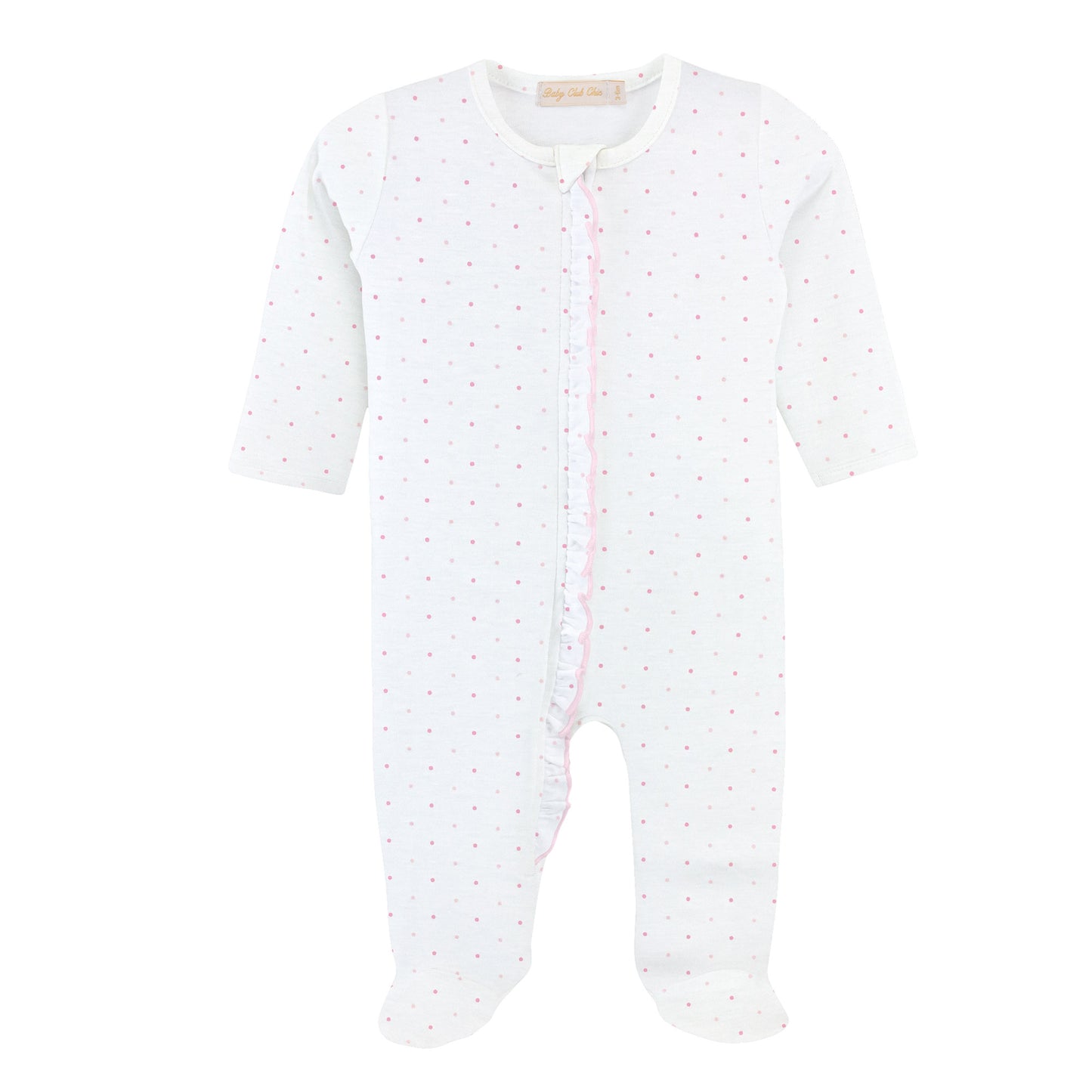 Ruffled Printed Footie, Polka Dots