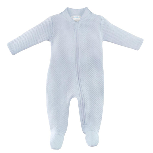 Boy's Textured Blue Zipper Footie