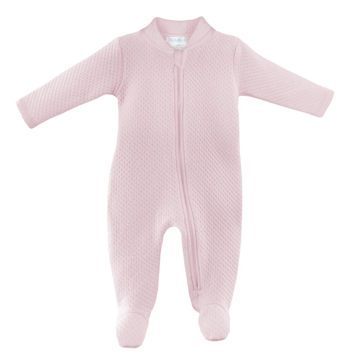 Girl's Textured Pink Zipper Footie