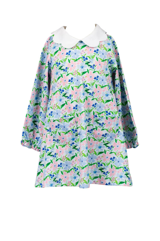 Flanders Blue Poppy Long Sleeve A-Line Dress