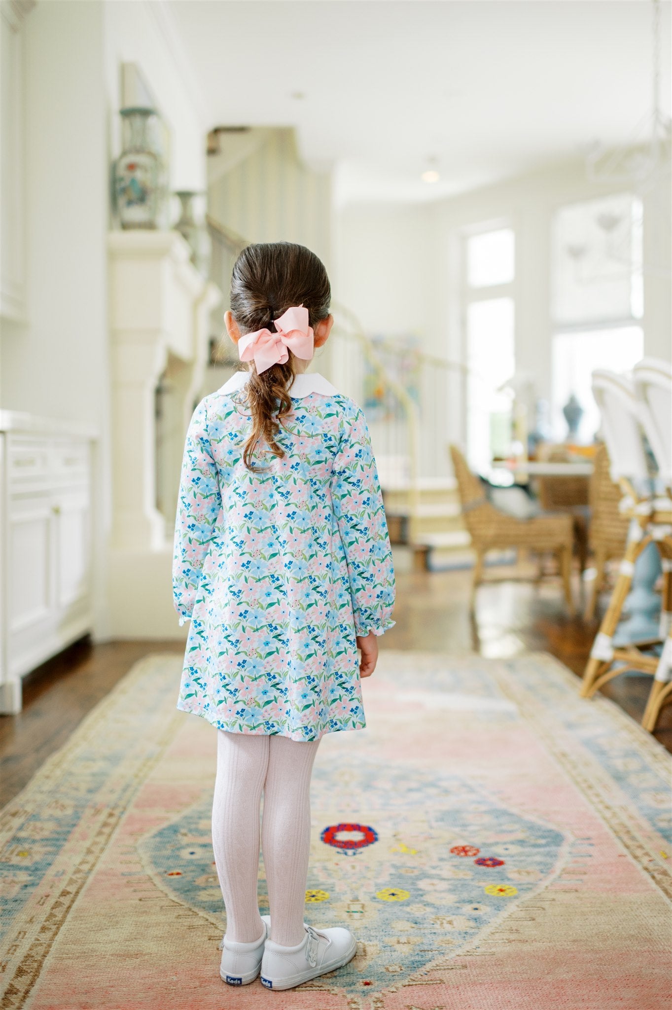 Flanders Blue Poppy Long Sleeve A-Line Dress