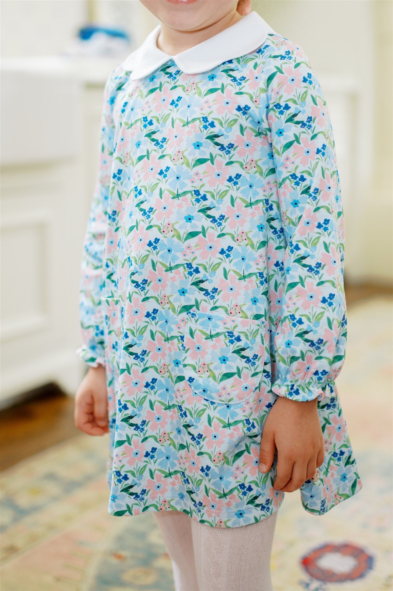 Flanders Blue Poppy Long Sleeve A-Line Dress