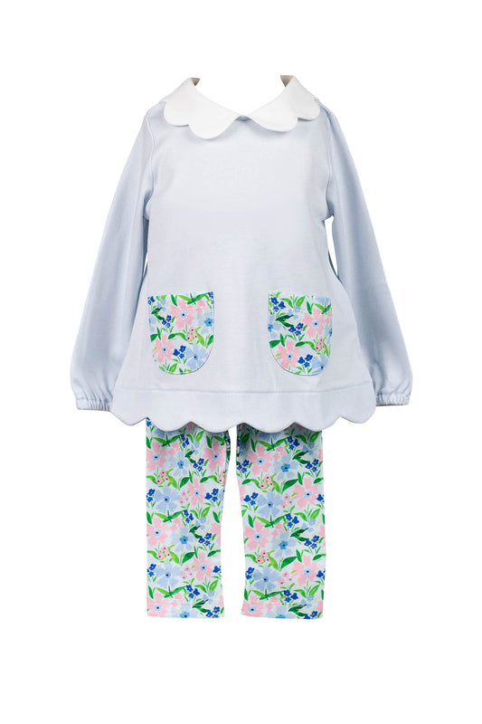 Flanders Blue Poppy Long Sleeve Tunic & Leggings Set