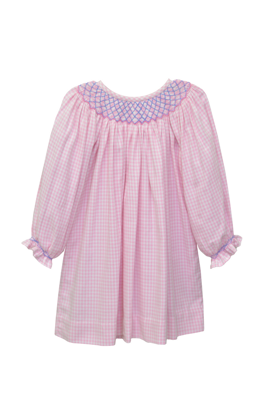 Flannel Billie Pink Check Bishop Dress