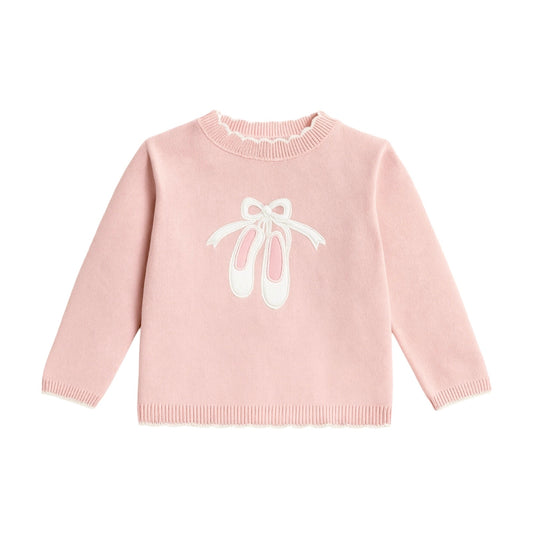 Girl Scallop Pink Sweater, Ballet Shoes