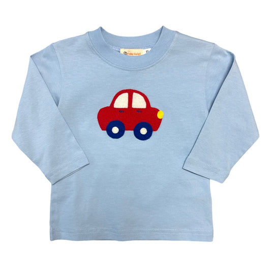 Boy's Long Sleeve Sky Blue T-Shirt with Red Car