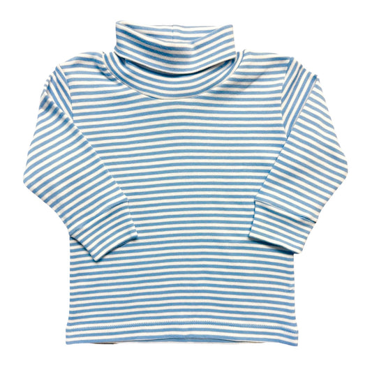 Boy's Chambray Thin Stripe Turtleneck