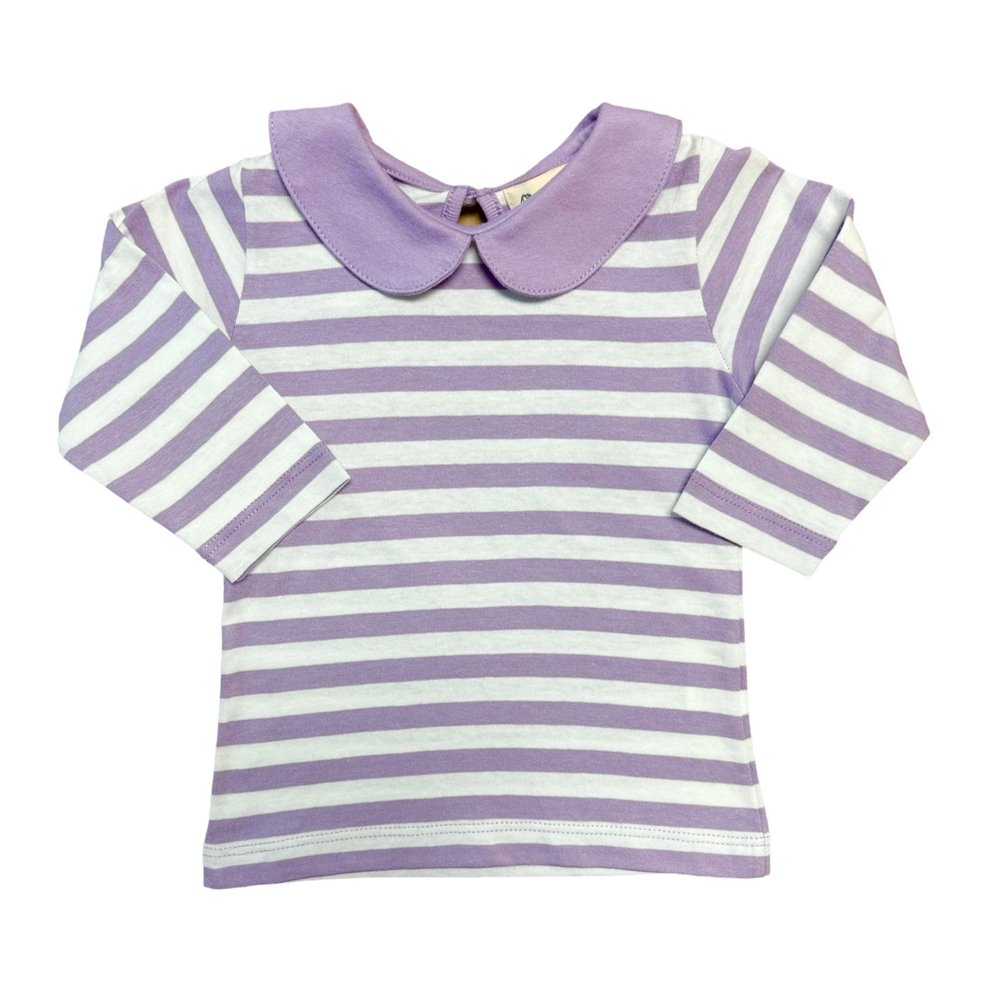 Girl's L/S Collared Lavender Stripe T-Shirt