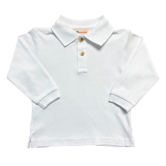 Long Sleeve Polo Shirt, White