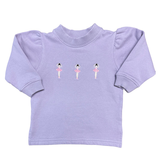 Girl's 3 Ballerinas Embroidered Lavender Sweatshirt