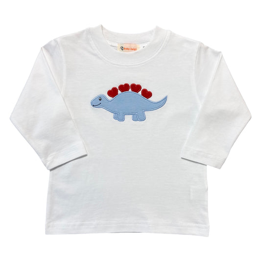 Boy's Long Sleeve T-Shirt, Stegosaurus with Heart Plates