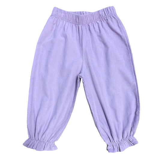 Girl's Corduroy Lavender Cinched Ruffle Pants