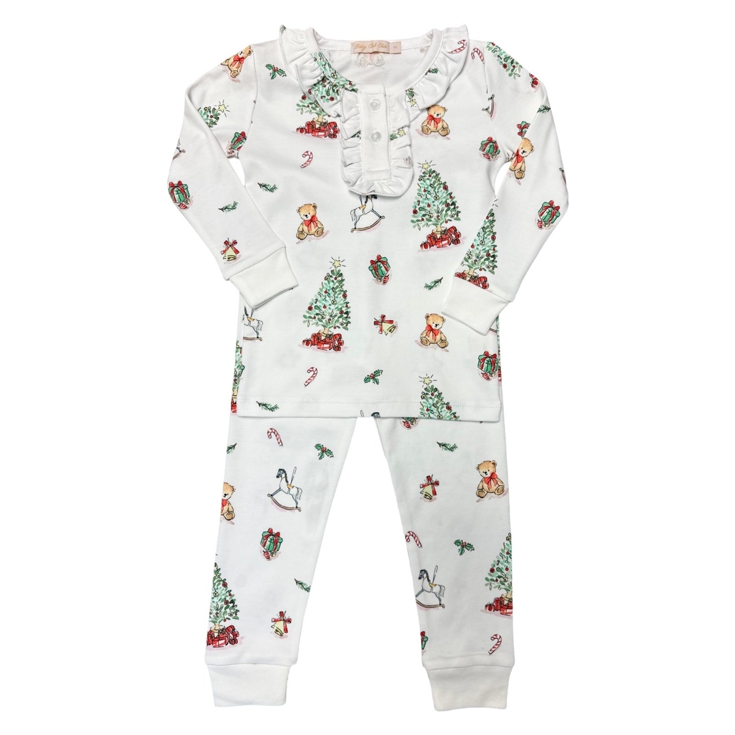 Christmas Tree Kid Girl's Ruffle Pajama Set