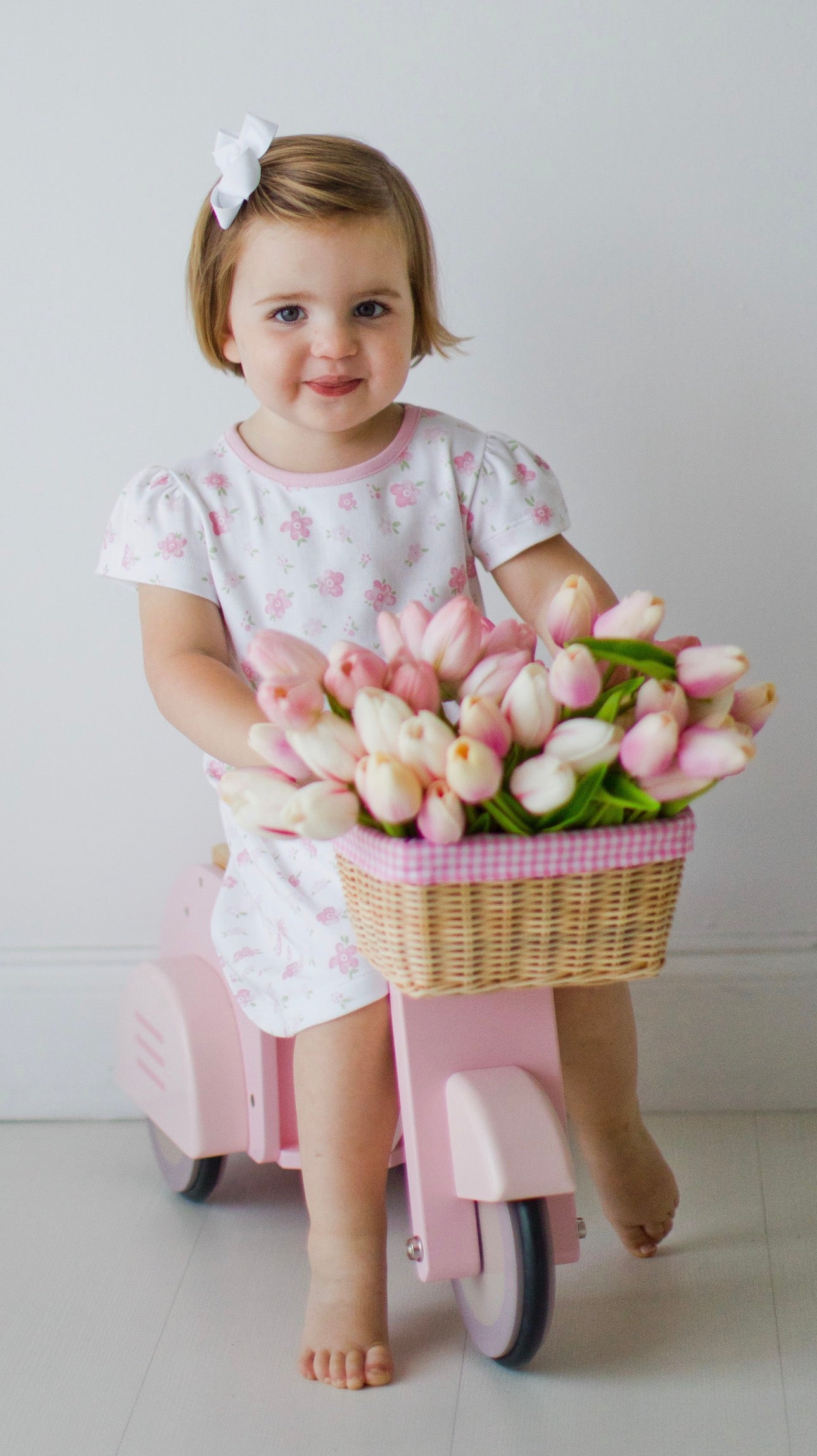 Short Sleeve Dress, Pink Flower Print