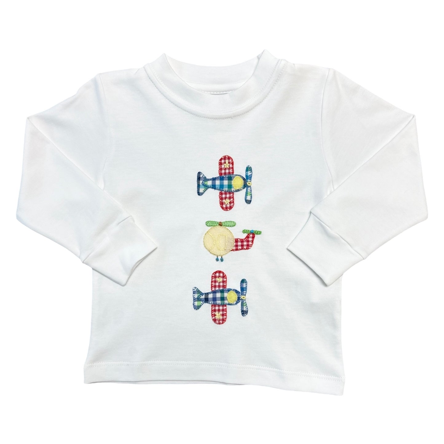 Boy's Flight School 3 Appliques White L/S T-Shirt