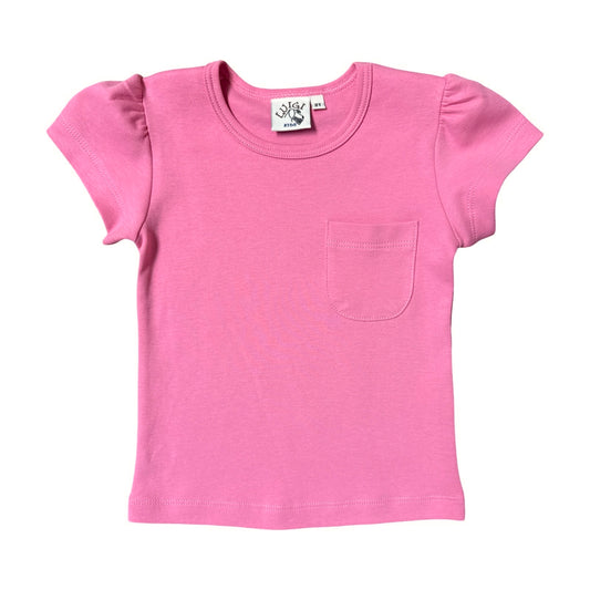Girl Short Cap Sleeve Bubblegum Pink with Pocket