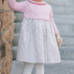 Floral Long Sleeve Dress with Pink Knit