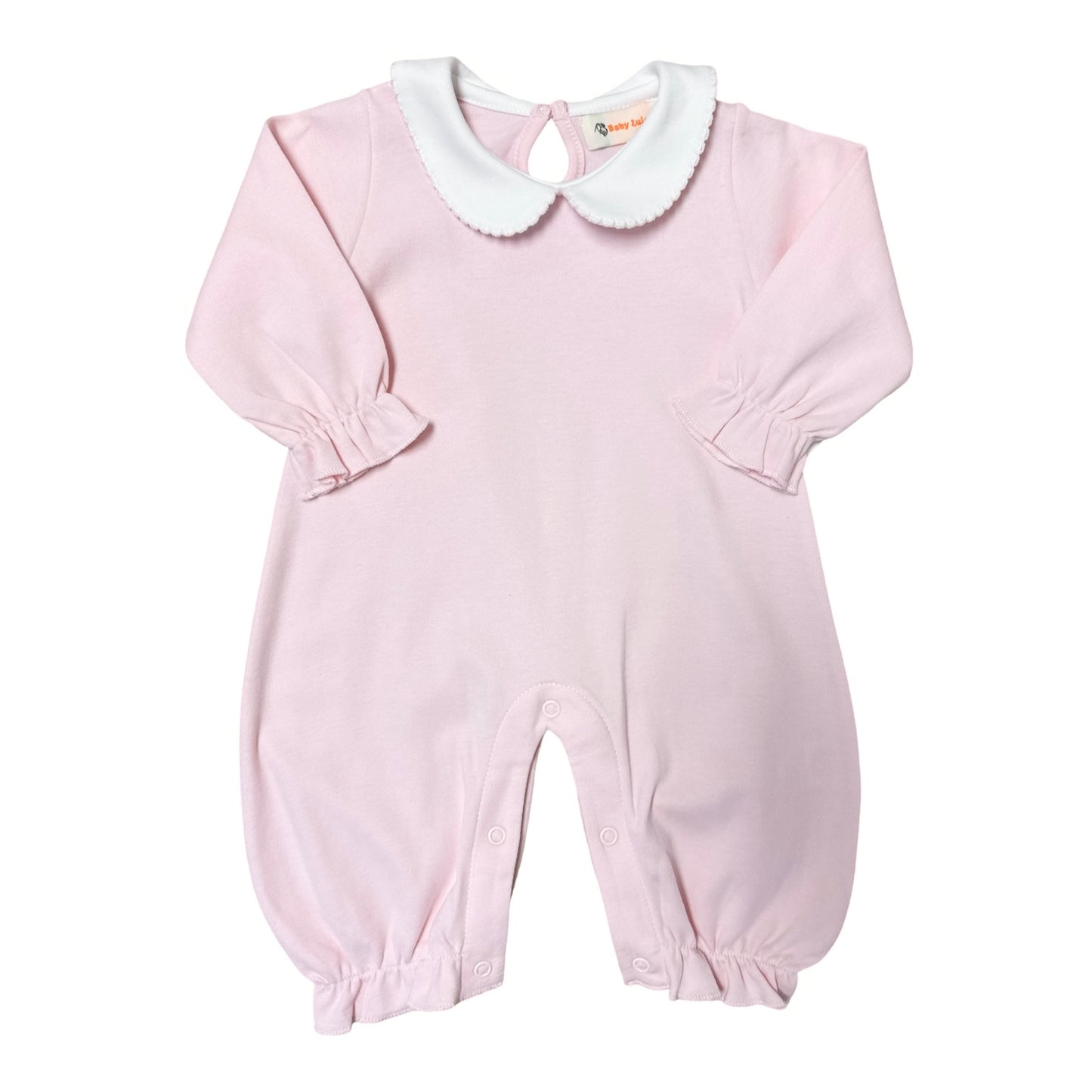 Girl's L/S Collared Light Pink Long Romper