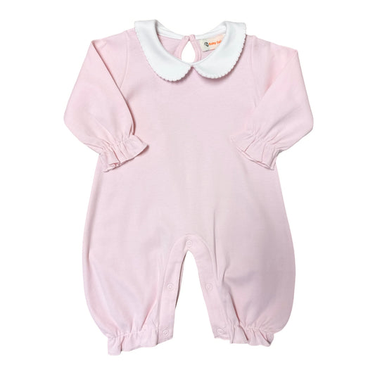 Girl's L/S Collared Light Pink Long Romper